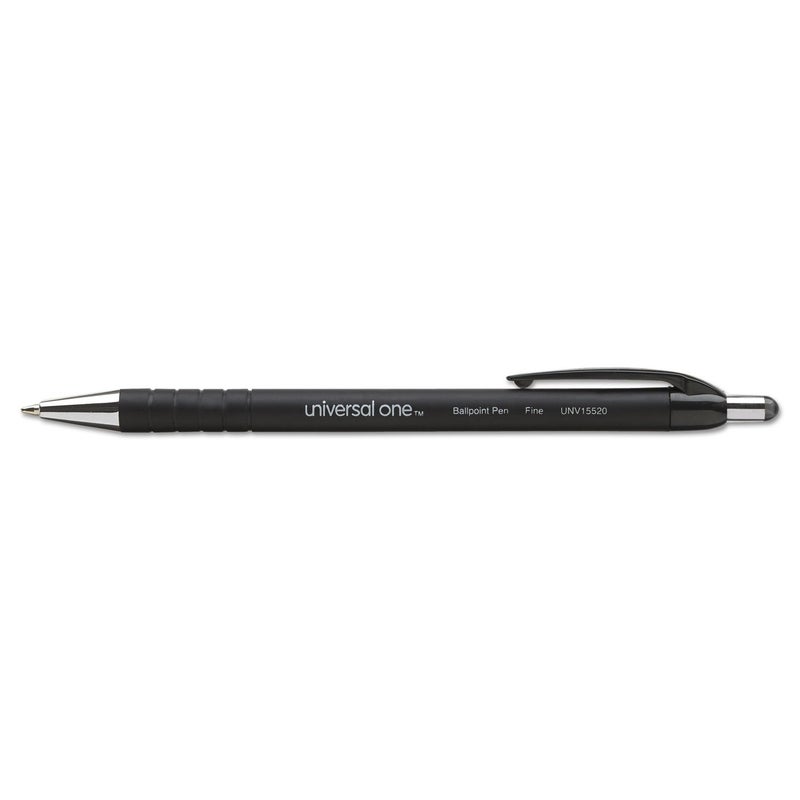 Universal Comfort Grip Ballpoint Retractable Pen, Black Ink, Fine, Dozen (15520) - Image 4